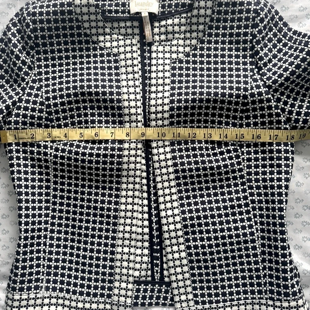 Laundry by Shelli Segal Navy and White Women's Size 6 Open Front Blazer